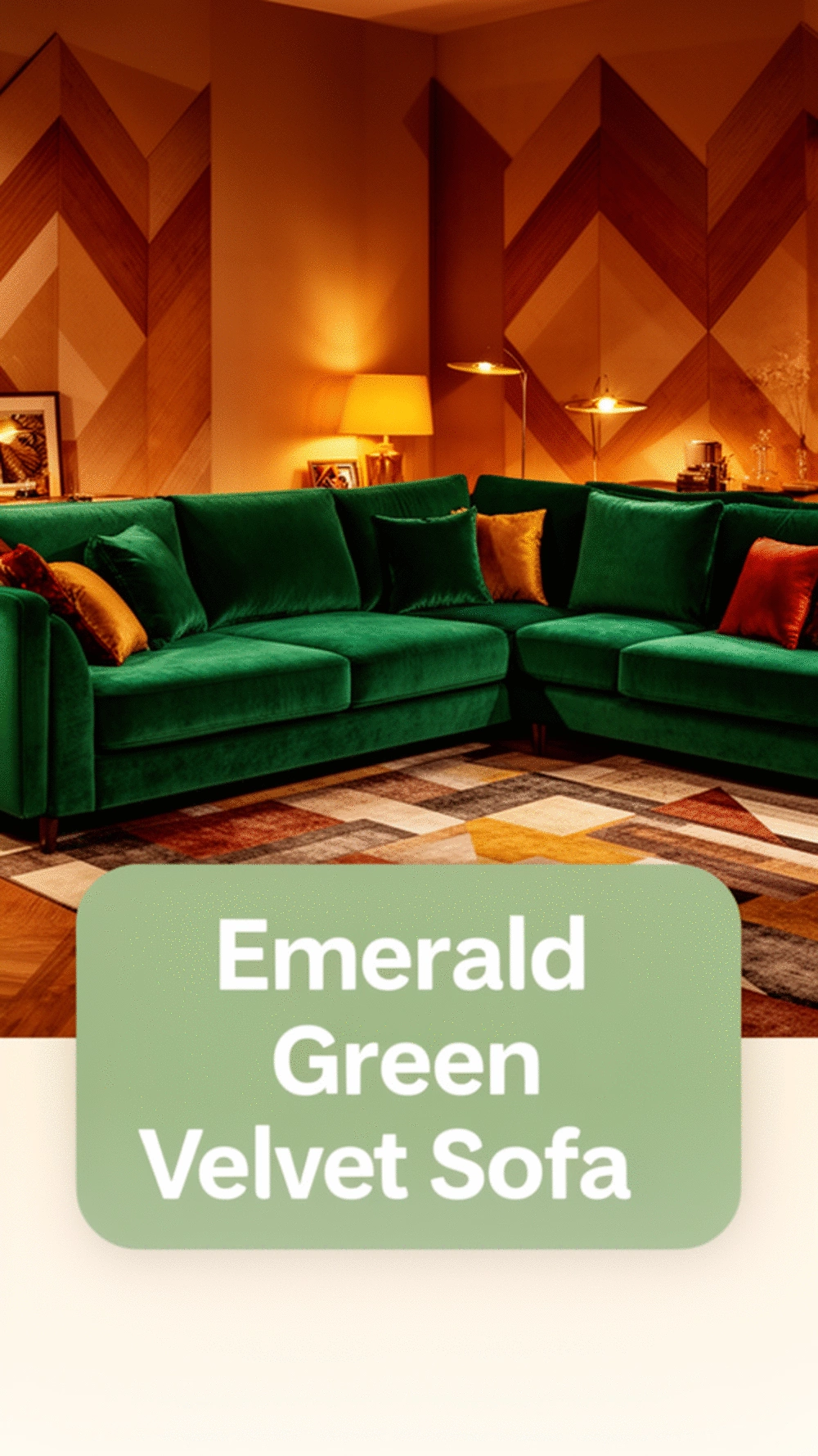 Emerald Green Velvet Sofa That Makes a Living Room Feel Retro-Luxe